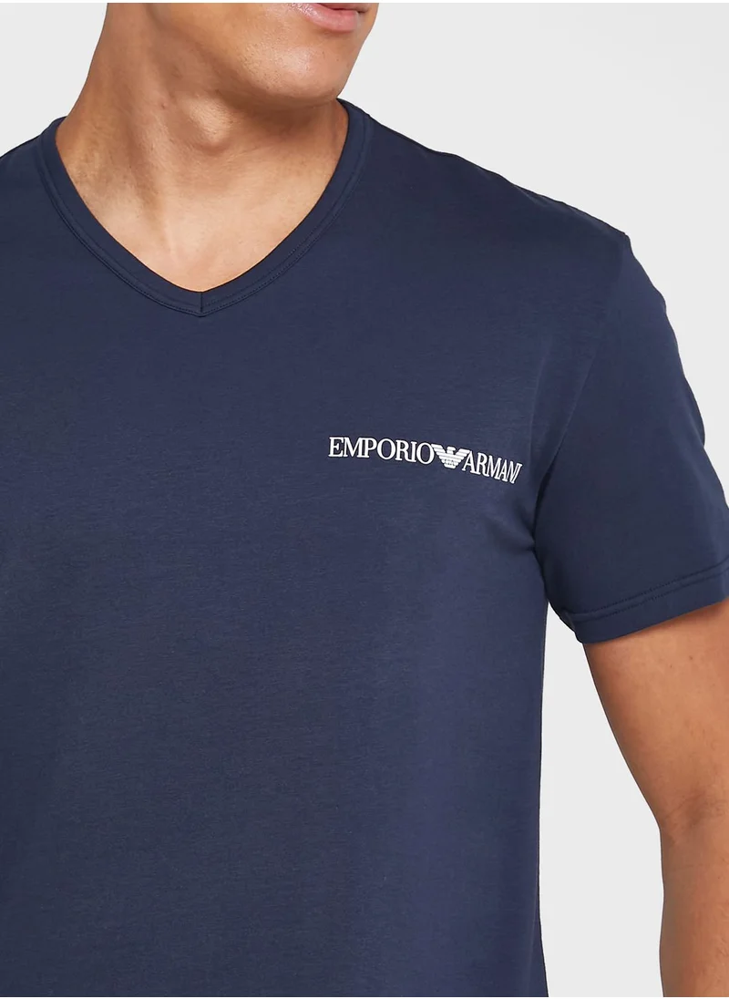 EMPORIO ARMANI 2 Pack Logo V-Neck T-Shirts