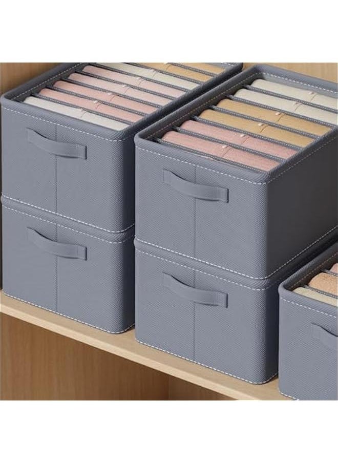 HOOKOR 3 Pack Wardrobe Clothes Organizer, Gray Foldable Jeans Drawer Closet Organizer, Fabric Organizer Clothes Storage for Clothes, Jeans, Pants, Sweaters, Dress (25-02)  - Image 2