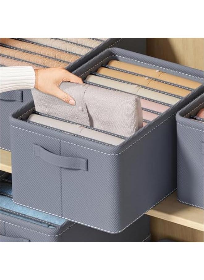 HOOKOR 3 Pack Wardrobe Clothes Organizer, Gray Foldable Jeans Drawer Closet Organizer, Fabric Organizer Clothes Storage for Clothes, Jeans, Pants, Sweaters, Dress (25-02)  - Image 3