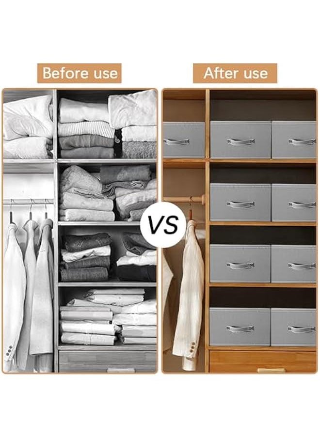 HOOKOR 3 Pack Wardrobe Clothes Organizer, Gray Foldable Jeans Drawer Closet Organizer, Fabric Organizer Clothes Storage for Clothes, Jeans, Pants, Sweaters, Dress (25-02)  - Image 4