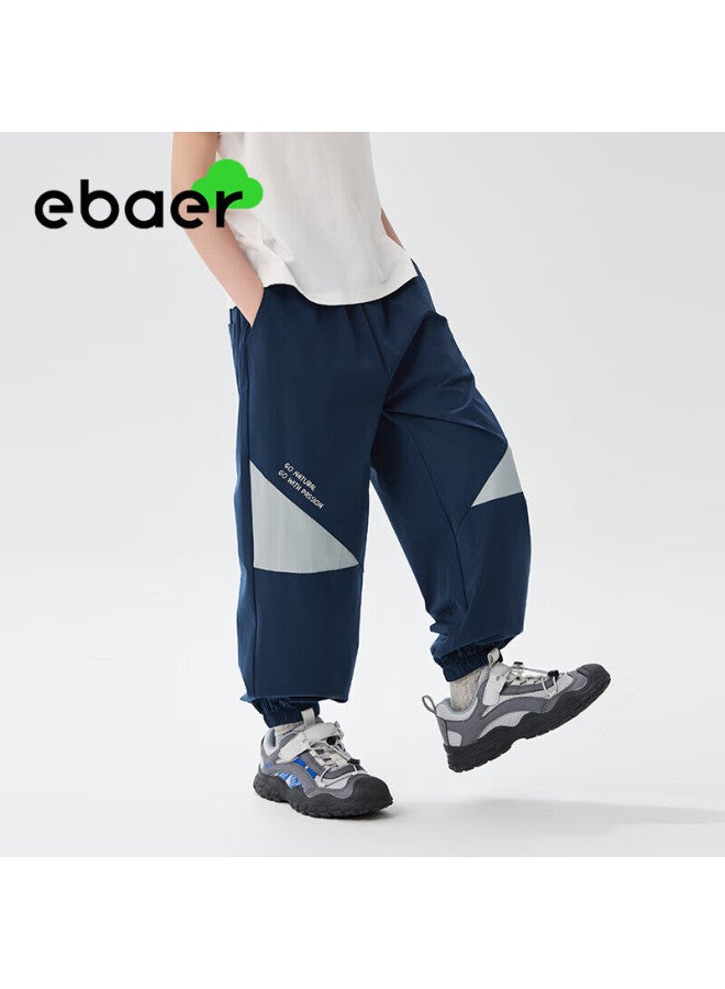 Ebaer Boys' Summer Thin Breathable Children's Four-way Stretch Sports Pants Anti-mosquito Pants Midnight Blue 160 - Image 1