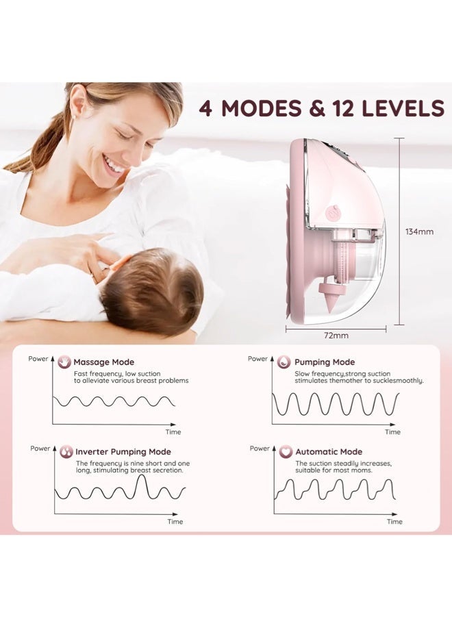 chiteng Electric Breast Pump, Wearable Breast Pumps with 4 Modes 12 Levels, Hands Free Breastfeeding Pumps, Wireless Hospital Grade Quiet Anti-Leaking with Voice Broadcast, Breast Pump Low Noise with Smart LED Display - Image 4