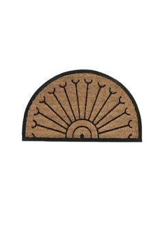 HONEYBEE Fade Resistant Design Half Moon Tuffy Rubber Door Mat Brown and Black 45 x 75 cm THR-01 