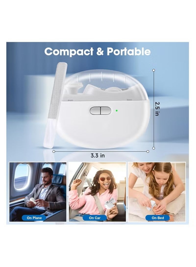 Electric Nail Clipper, 2-in-1 Electric Polishing Automatic Nail Clippers Pro with Light Trimmer, Nail Cutter Manicure for Baby Elderly Care Tools, Nail Trimmer, Electric Polishing Nail Clipper (White)  - Image 3