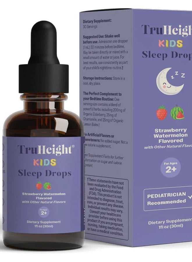TruHeight  Kids Sleep Tincture Ages 2+ (Watermelon Flavor) - Babies, Toddlers & Kids Natural Sleep Aid - Baby, Toddler, Child Melatonin 2 Year Old+ - Vitamin B6, Riboflavin, Zinc, Copper, Lemon Balm - Image 1