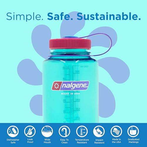 Nalgene Leak Proof Tritan BPA-Free Water Bottle - 32 oz Wide Mouth - Made in the USA for Outdoor Use & Daily Hydration (Surfer) - Image 3