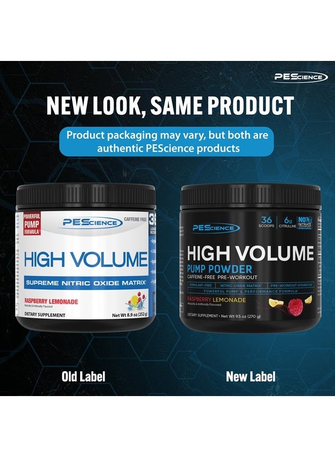 PEScience High Volume Nitric Oxide Booster Pre Workout Powder with L Arginine Nitrate, Raspberry Lemonade, 36 Scoops, Caffeine Free  - Image 2