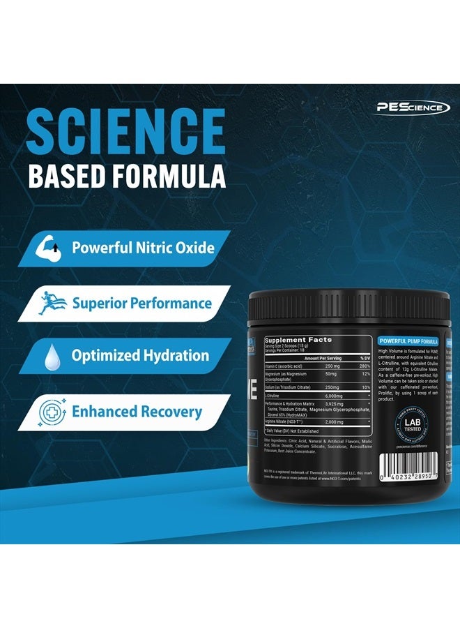 PEScience High Volume Nitric Oxide Booster Pre Workout Powder with L Arginine Nitrate, Raspberry Lemonade, 36 Scoops, Caffeine Free  - Image 4