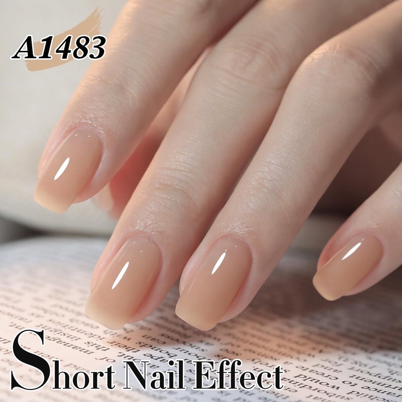 Double Rhythm Translucent Gel Polish Sheer Neutral Natural Light Milky Same Color Same Bottle 15ML Jelly UV Nail Polish Nail Art DIY at Home (Light Cinnamon-A1483) - Image 2