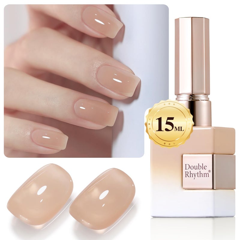 Double Rhythm Translucent Gel Polish Sheer Neutral Natural Light Milky Same Color Same Bottle 15ML Jelly UV Nail Polish Nail Art DIY at Home (Light Cinnamon-A1483) - Image 1