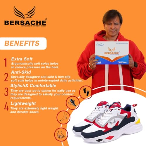 BERSACHE Premium Sports,Gym, Trending, Stylish Running Shoes For Men (White) - Image 2