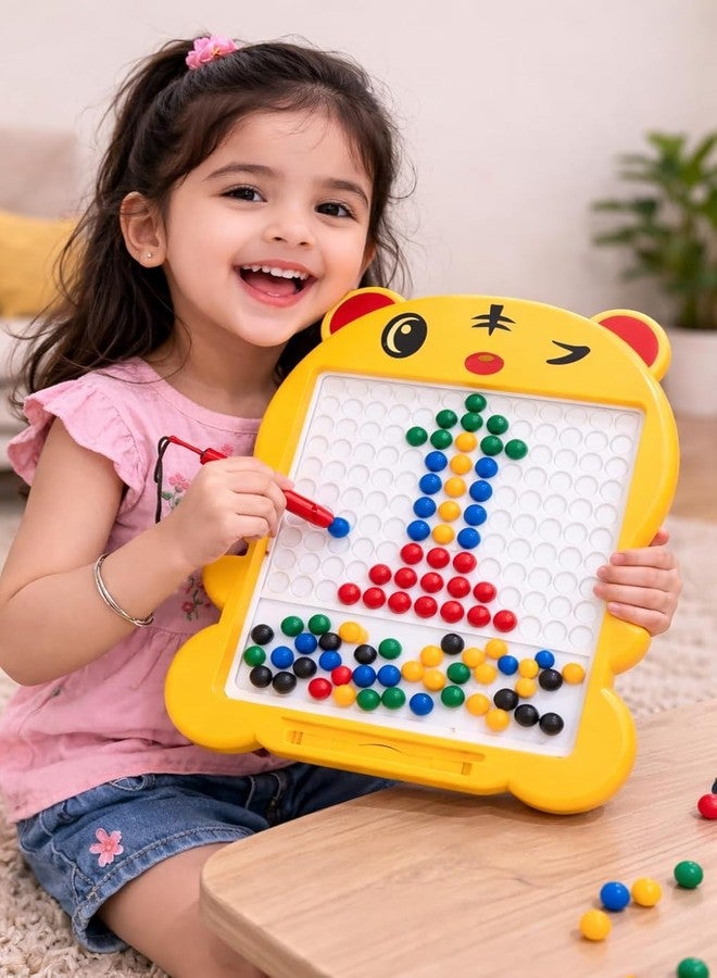 ZYCRONIX Magnetic Drawing Board for Kids with Stylus Pen, Educational Bead Art Learning Toy, Creative Sketch Board for Learning and Fun Activity (Yellow) - Image 3