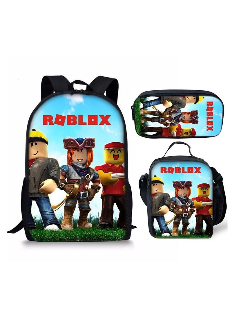 Y&D 3-Piece 3D Print Insulated Lunch Backpack Set Multicolour - Image 1