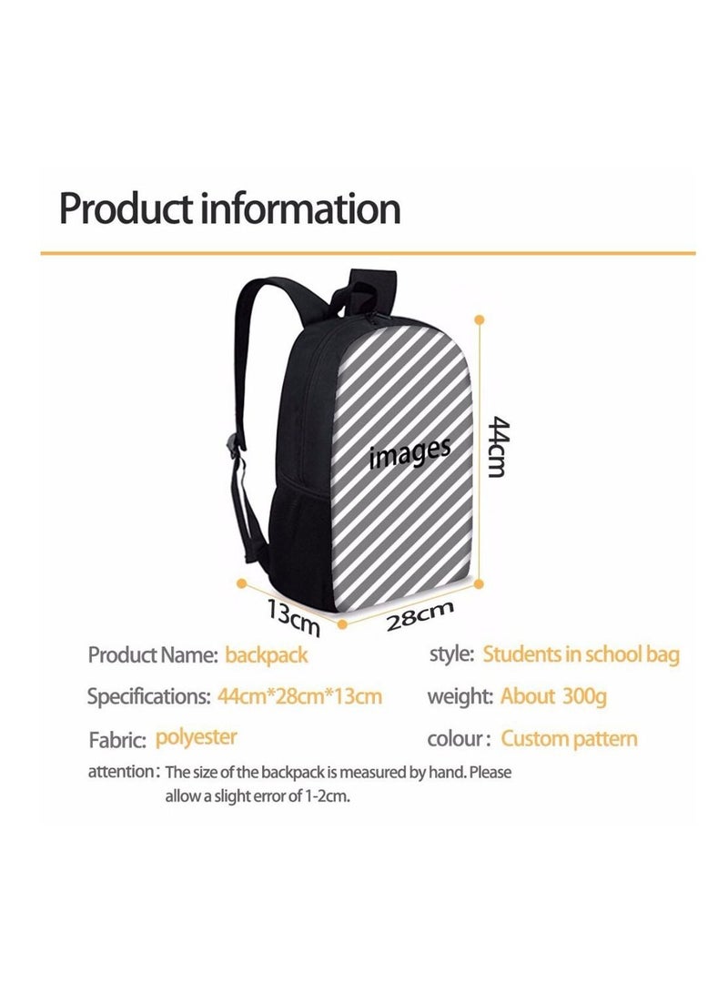 Y&D 3-Piece 3D Print Insulated Lunch Backpack Set Multicolour - Image 3