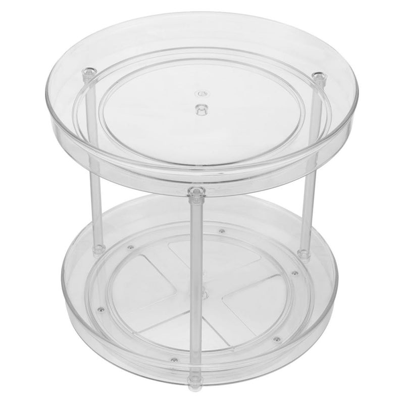 Double Layer Rotating Spice Rack Plastic Kitchen Organizer 2 Tier Storage Shelf For Condiment Bottles Home Pantry Holder For Kitchen Counter And Cabinet - Image 2