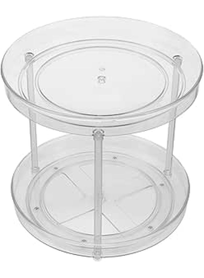 Double Layer Rotating Spice Rack Plastic Kitchen Organizer 2 Tier Storage Shelf For Condiment Bottles Home Pantry Holder For Kitchen Counter And Cabinet - Image 1