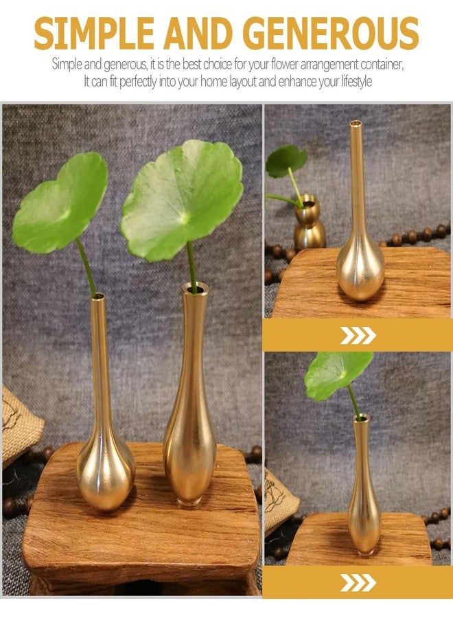 Amosfun 6pcs Tiny Brass Vase Set - Mini Vintage Metal Vases Home Desktop Decoration for Flower Arrangement, 2.36x2.95x0.98 Inch - Image 3