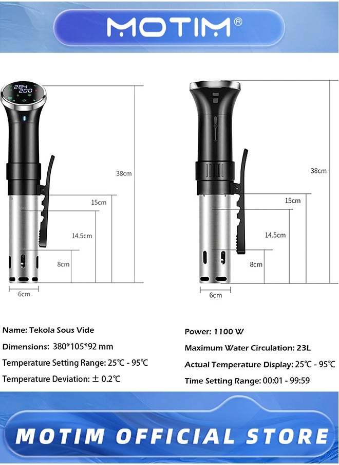 Motim - Sous Vide Cooker, Wi-Fi Immersion Circulator Quiet 1100 Watts Smart Touch Screen APP Control, Accurate Temperature and Time Digital Display Sous Cooker For Restaurant, Home - Image 1