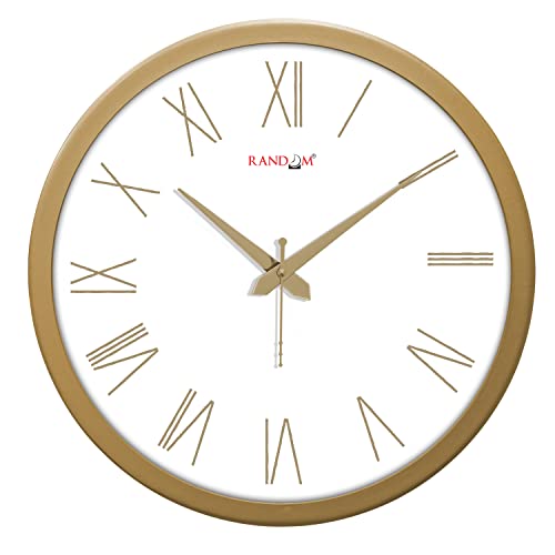 RANDOM 12 Inch Roman Numbers Modern Stylish Tic TOC Wall Clock for Home, Living Room, Bedroom, Lobby, Office, and Kitchen (Golden) - Image 1