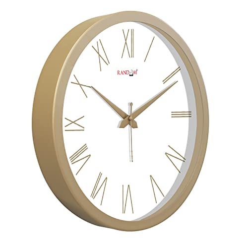RANDOM 12 Inch Roman Numbers Modern Stylish Tic TOC Wall Clock for Home, Living Room, Bedroom, Lobby, Office, and Kitchen (Golden) - Image 3