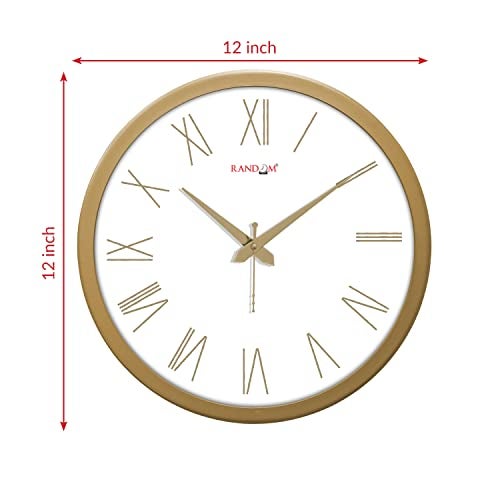 RANDOM 12 Inch Roman Numbers Modern Stylish Tic TOC Wall Clock for Home, Living Room, Bedroom, Lobby, Office, and Kitchen (Golden) - Image 4