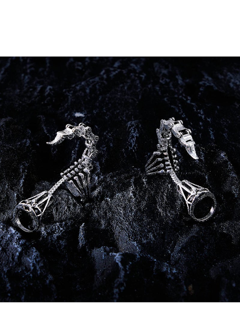 SOLARAE Silver Scorpion Ring Knuckle Finger Ring Punk Hinged Activity Rings for Women and Men Party Jewelry(2 Pcs) - Image 4