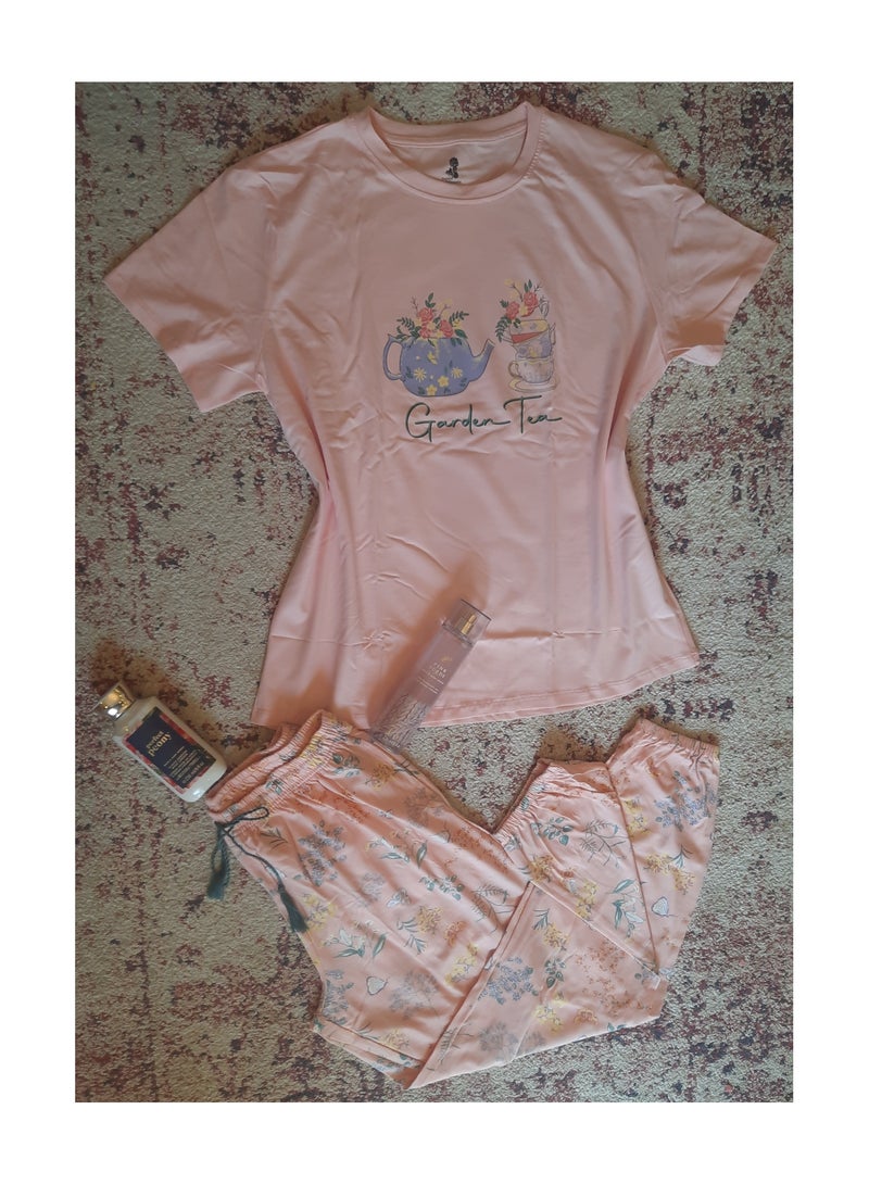 Smile brand short-sleeved cotton pajamas, size L, suitable for weights from 60 to 75 kg - Image 2