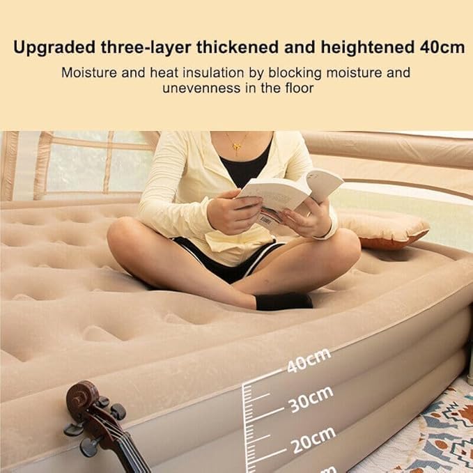MBUYS MALL Air Mattress Quick Inflation Deflation Blow Up Mattresses Air Bed Portable Elevated Guest Bed for Home Outdoors Hiking Travel - Image 4