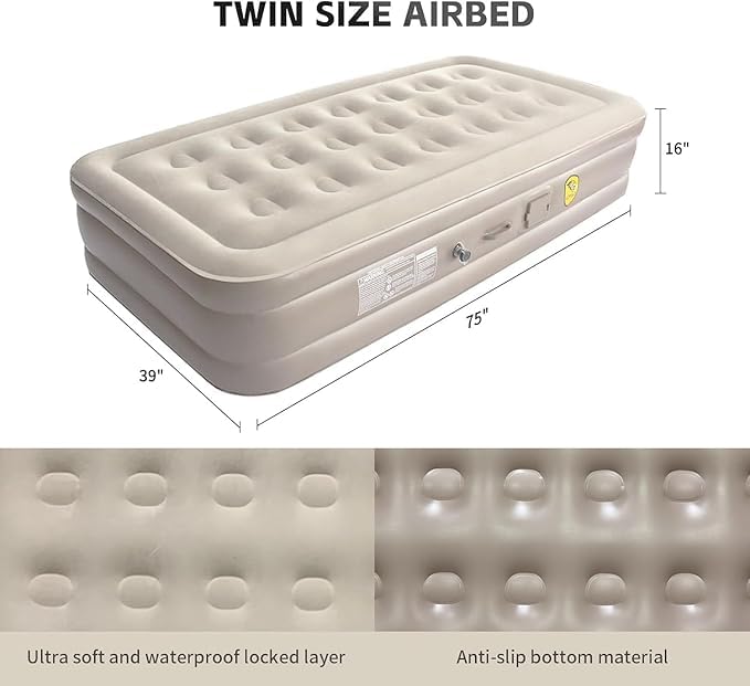 MBUYS MALL Air Mattress Quick Inflation Deflation Blow Up Mattresses Air Bed Portable Elevated Guest Bed for Home Outdoors Hiking Travel - Image 5