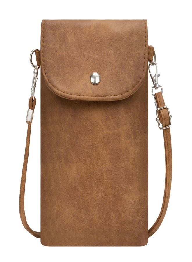 Toptime Small Crossbody Bags for Women, Leather Cell Phone Purse with Adjustable Strap, Handbags Bag for Travel Shopping, Vintage Brown, Small - Image 1