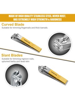 Leipple Manicure Set Professional Nail Clippers Pedicure Kit, 16 pcs Stainless Steel Nail Care Tools Grooming Kit with Luxurious Travel Leather Case for Thick Nails Men Women Gift (Yellow)  - Image 3