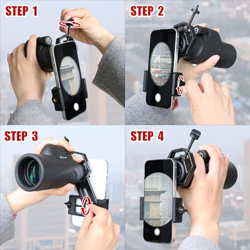 Tydeux Metal Smartphone Telescope Adapter Camera Mount, Universal Phone Mount, Work with for Telescope Spotting Scope Microscope Monocular Binocular - Image 4