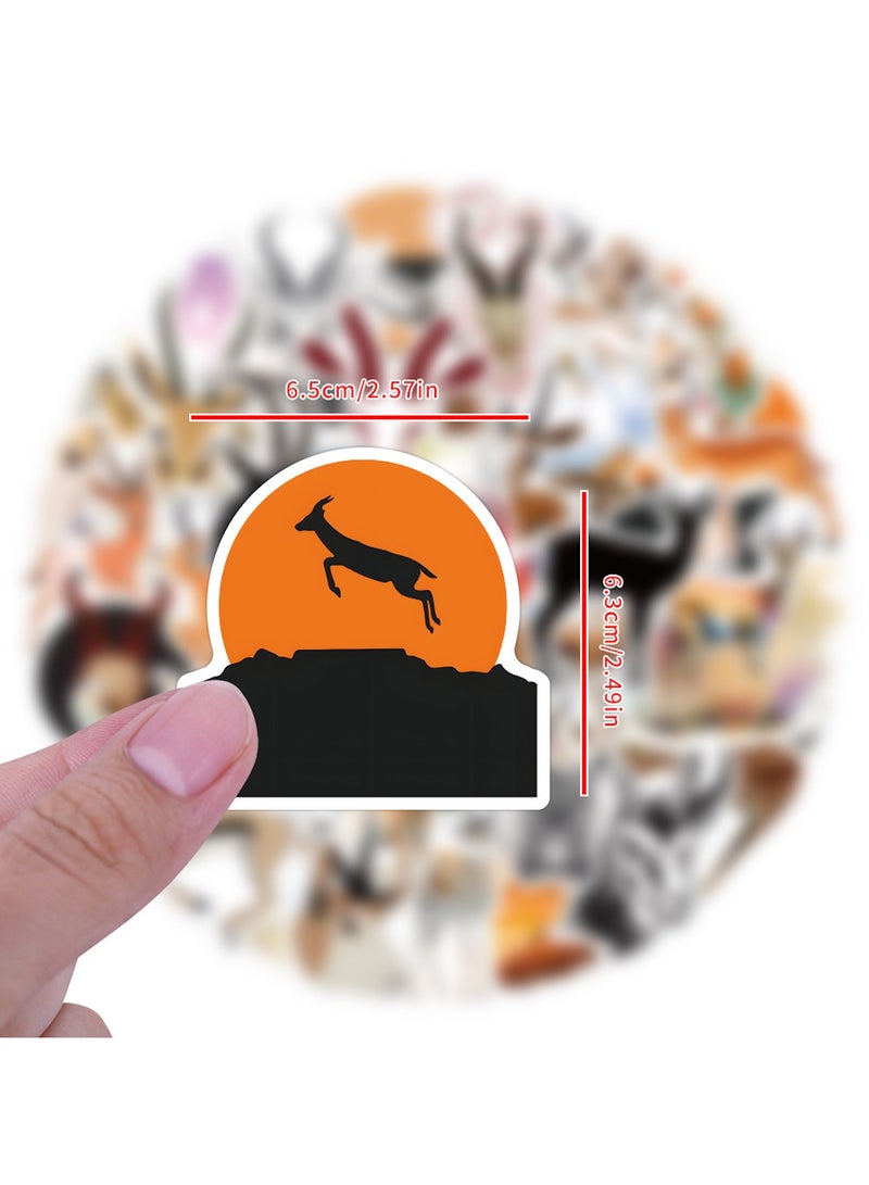 50 قطعة من ملصقات فينيل على شكل ظباء مقاومة للماء، ملصقات حيوانات كرتونية جميلة لزجاجات المياه وأجهزة الكمبيوتر المحمولة ولوح التزلج والكتب ودفاتر القصاصات والأمتعة، هدايا للبالغين والمراهقين والأطفال - Image 3