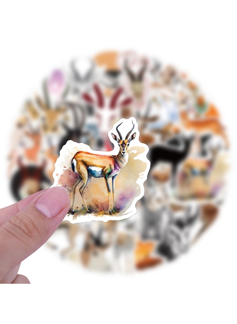50 قطعة من ملصقات فينيل على شكل ظباء مقاومة للماء، ملصقات حيوانات كرتونية جميلة لزجاجات المياه وأجهزة الكمبيوتر المحمولة ولوح التزلج والكتب ودفاتر القصاصات والأمتعة، هدايا للبالغين والمراهقين والأطفال - Image 4