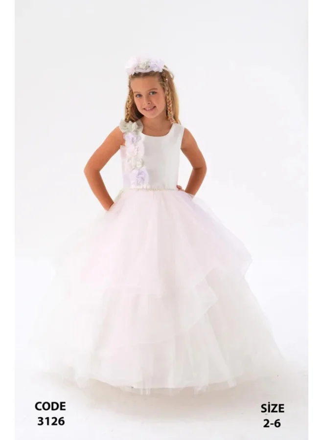 فيا بامبينو Ivory Floral Tulle Ball Gown