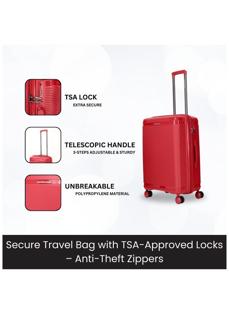 GIORDANO Giordano League Luggage Set PP Hardshell Travel Business Suitcase, Durable Hardside Unbreakable Lightweight Expandable Anti-theft Zip 4 Double Wheel TSA Lock 3pcs Trolley (20+24+28 Inch).Burgundy  - Image 2