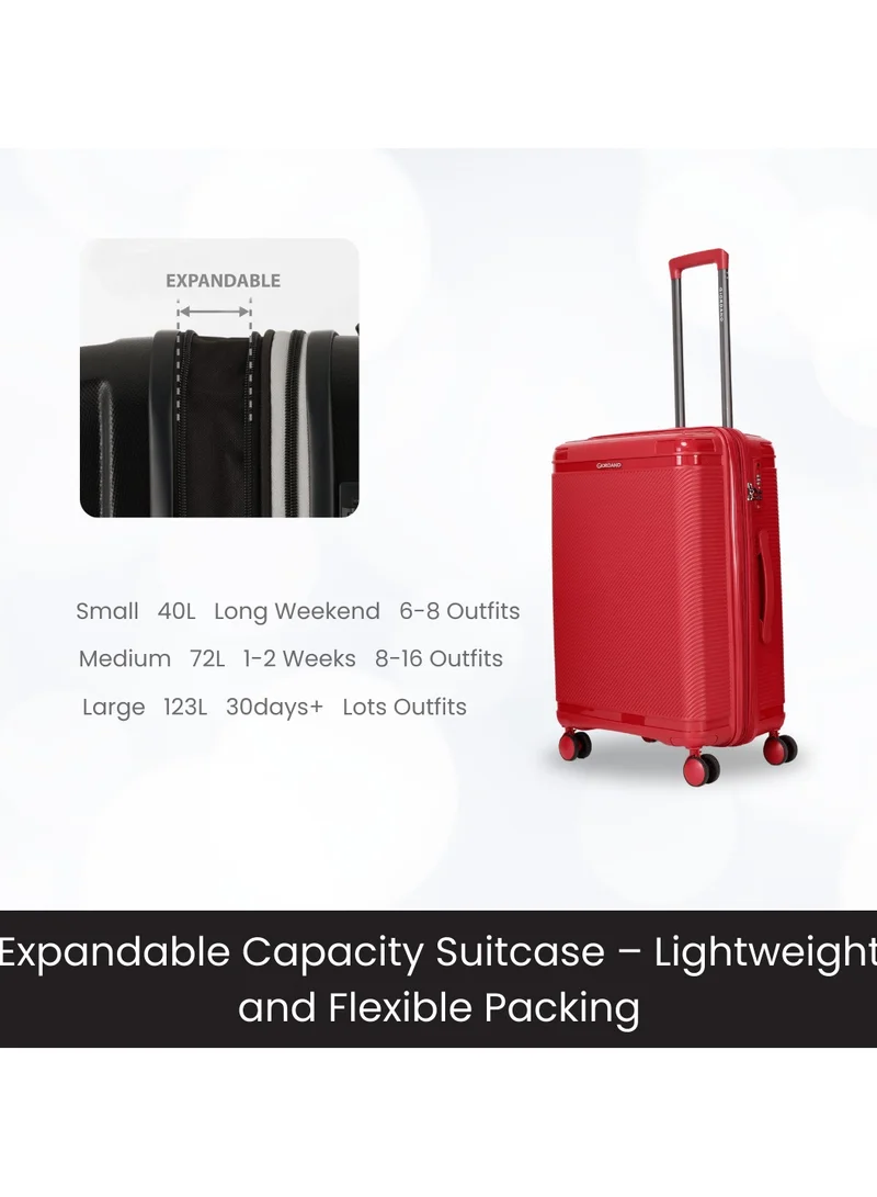 GIORDANO Giordano League Luggage Set PP Hardshell Travel Business Suitcase, Durable Hardside Unbreakable Lightweight Expandable Anti-theft Zip 4 Double Wheel TSA Lock 3pcs Trolley (20+24+28 Inch).Burgundy