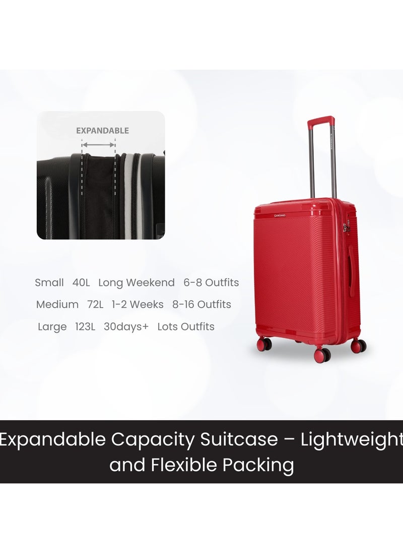 GIORDANO Giordano League Luggage Set PP Hardshell Travel Business Suitcase, Durable Hardside Unbreakable Lightweight Expandable Anti-theft Zip 4 Double Wheel TSA Lock 3pcs Trolley (20+24+28 Inch).Burgundy  - Image 3