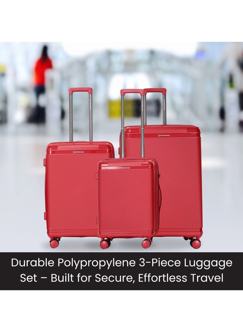 GIORDANO Giordano League Luggage Set PP Hardshell Travel Business Suitcase, Durable Hardside Unbreakable Lightweight Expandable Anti-theft Zip 4 Double Wheel TSA Lock 3pcs Trolley (20+24+28 Inch).Burgundy  - Image 4