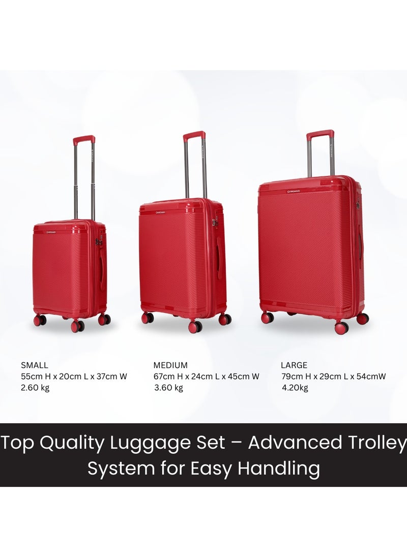 GIORDANO Giordano League Luggage Set PP Hardshell Travel Business Suitcase, Durable Hardside Unbreakable Lightweight Expandable Anti-theft Zip 4 Double Wheel TSA Lock 3pcs Trolley (20+24+28 Inch).Burgundy  - Image 5