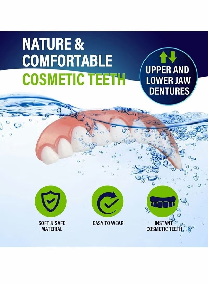 Fake Teeth Dentures Teeth for Women and Men Dental Veneers Temporary Restoration, Nature Comfortable, Protect Your Regain Confident Smile One Size Fits Most (Natural Shade) - Image 4
