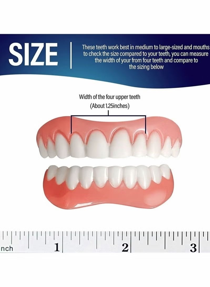 Fake Teeth Dentures Teeth for Women and Men Dental Veneers Temporary Restoration, Nature Comfortable, Protect Your Regain Confident Smile One Size Fits Most (Natural Shade) - Image 5