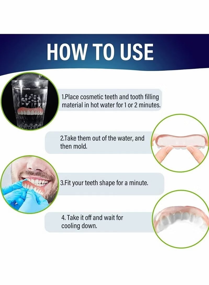 Fake Teeth Dentures Teeth for Women and Men Dental Veneers Temporary Restoration, Nature Comfortable, Protect Your Regain Confident Smile One Size Fits Most (Natural Shade) - Image 3