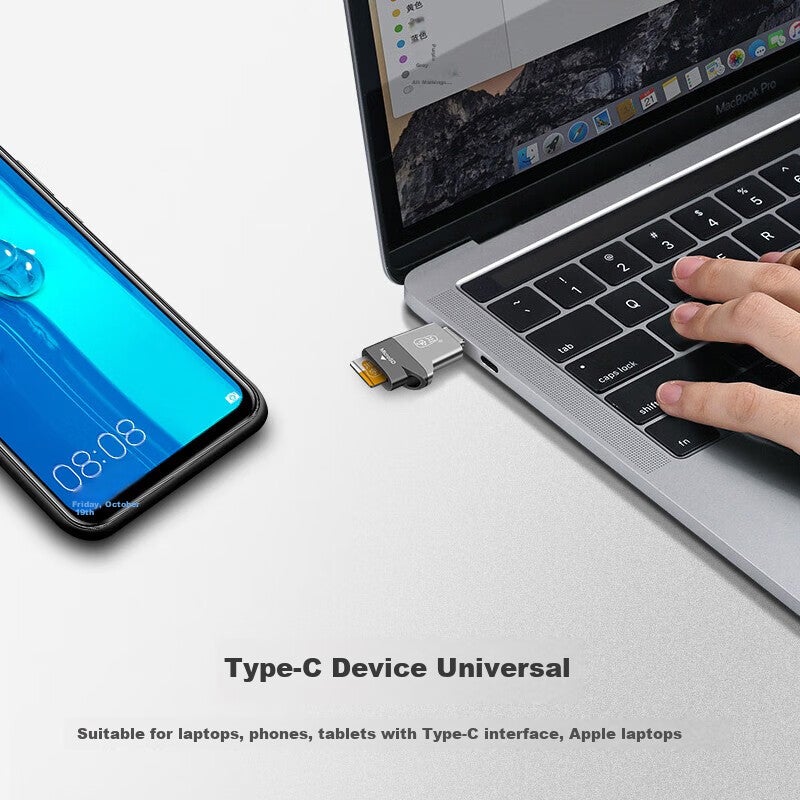 Chuanyu USB-C 3.0 عالية السرعة TF قارئ بطاقة, نوع-C الهاتف والكمبيوتر قارئ بطاقة التخزين, كاميرا داش, الكمبيوتر بدون طيار, أبل 15 الهاتف بطاقة الذاكرة البسيطة القارئ - Image 3