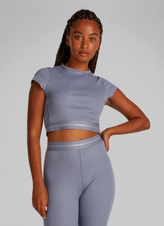 CALVIN KLEIN Crew Neck Ribbed Crop T-Shirt  - Image 1