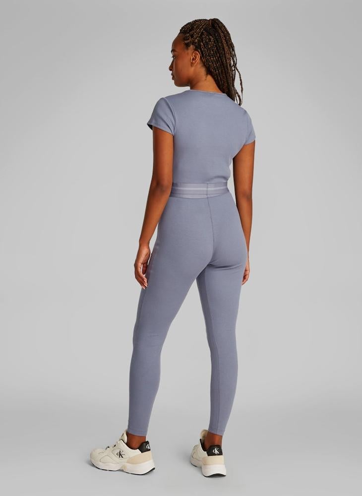 CALVIN KLEIN Crew Neck Ribbed Crop T-Shirt  - Image 2