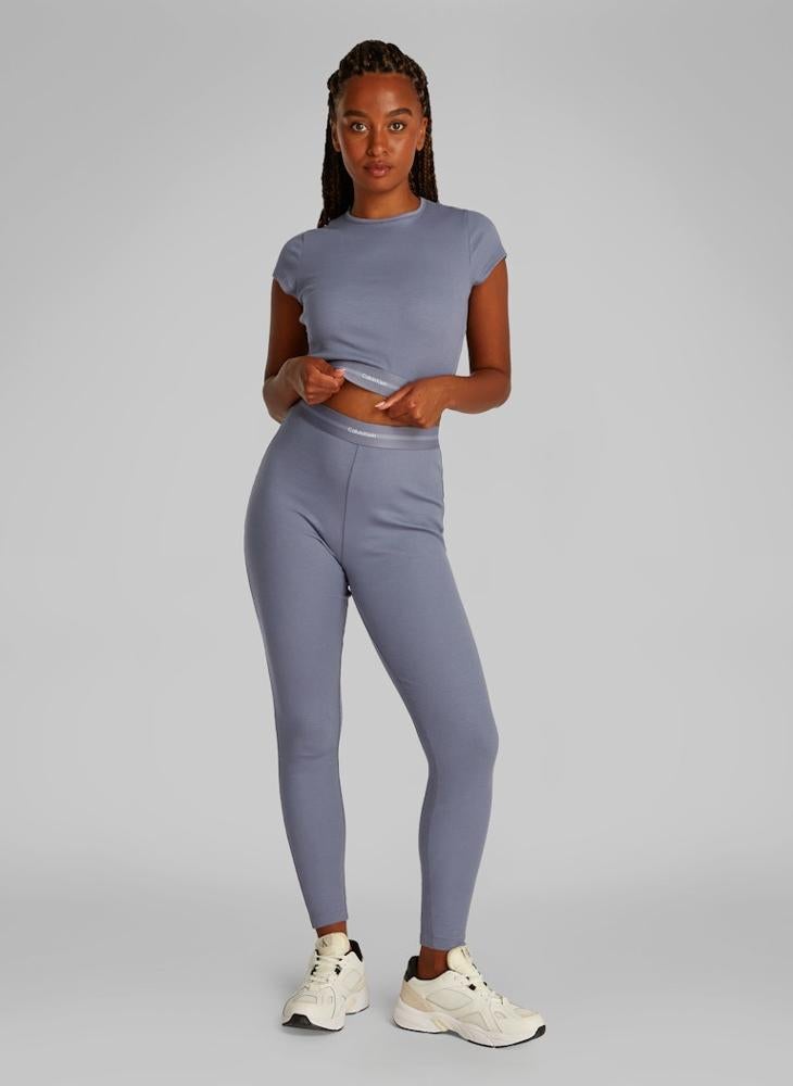 CALVIN KLEIN Crew Neck Ribbed Crop T-Shirt  - Image 4