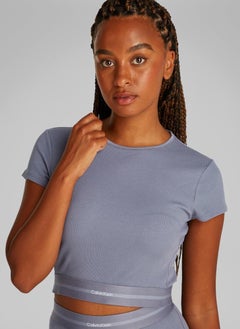 CALVIN KLEIN Crew Neck Ribbed Crop T-Shirt  - Image 3