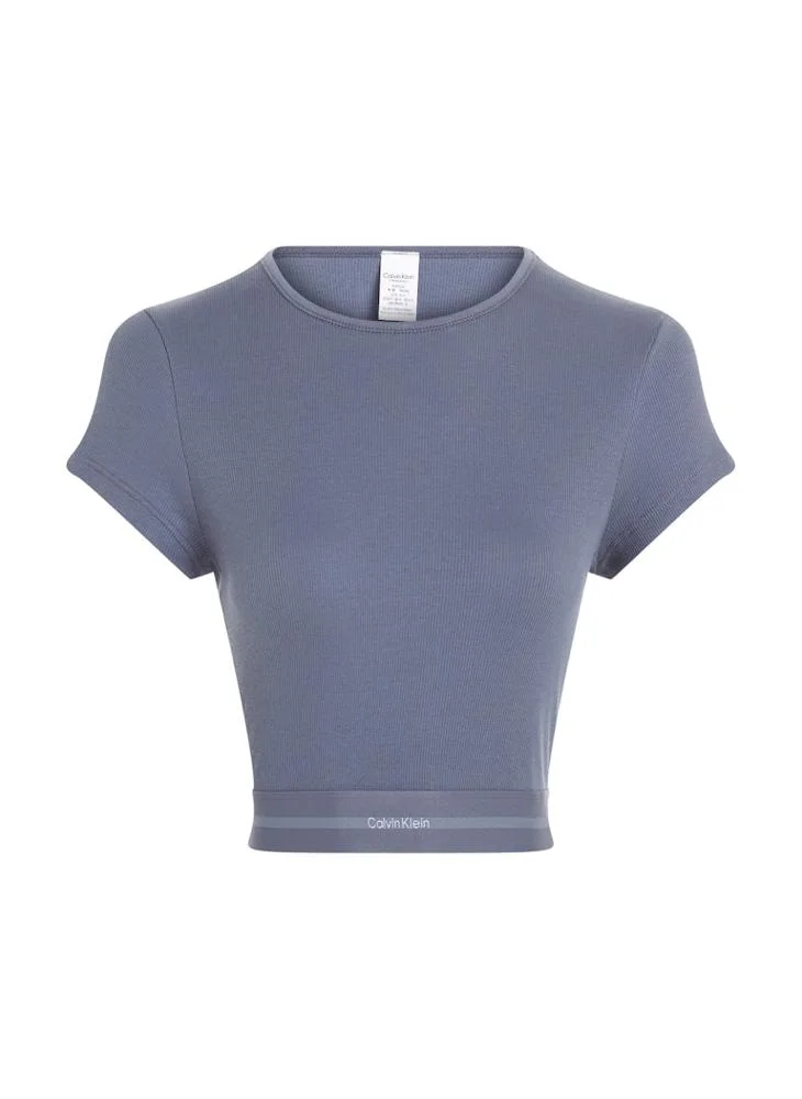 CALVIN KLEIN Crew Neck Ribbed Crop T-Shirt