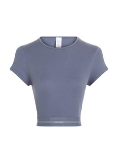 CALVIN KLEIN Crew Neck Ribbed Crop T-Shirt  - Image 5